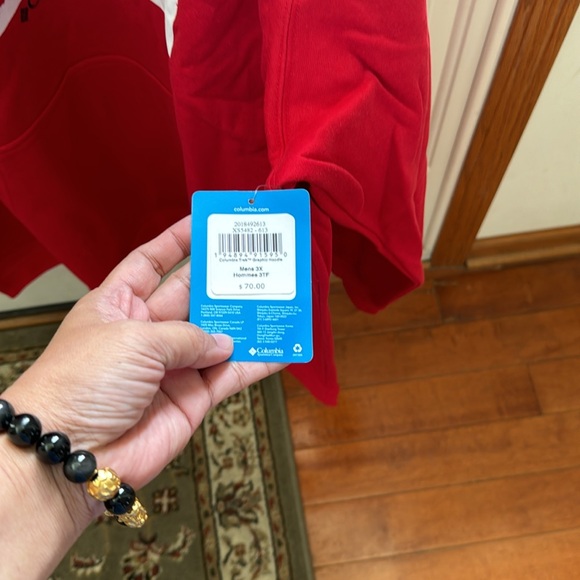 Columbia Men's Trek Graphic Hoodie, Mountain Red/Us Hood Flag, 3X Big brand new - Picture 4 of 9